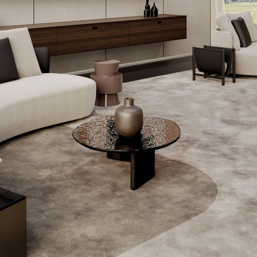 Moderner Couchtisch - STOWE - MisuraEmme SpA - Glas / Gestell aus Furnierholz / oval