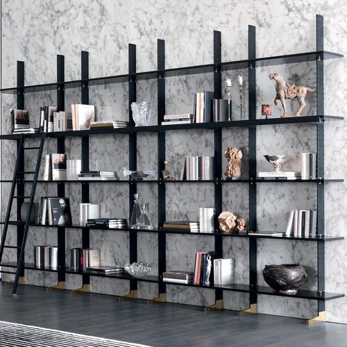 Modernes Bücherregal - ELEGIE - MisuraEmme SpA - Metall / Holzfurnier / transparent