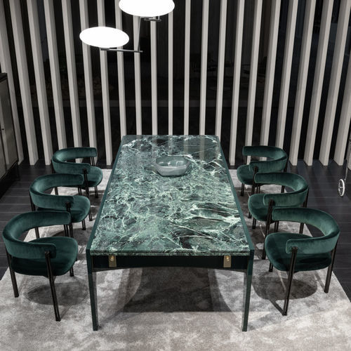 Moderner Esstisch - PARTENIO - MisuraEmme SpA - Marmor / Gestell aus Furnierholz / rechteckig