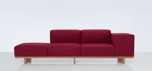 Modernes Sofa - GETA - Modus - mit Stauraum / rot / Eiche