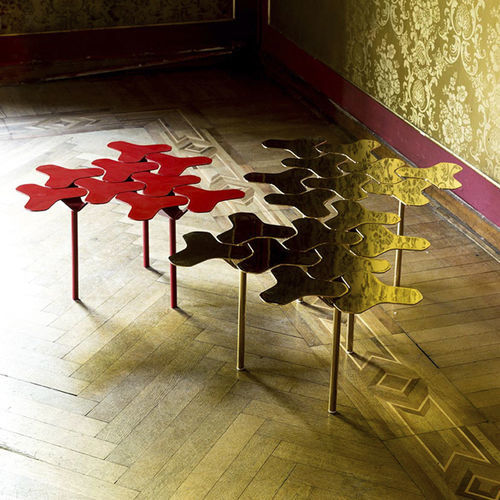 Couchtisch / originelles Design - NANOOK - MOROSO - Stahlblech / Gestell aus heißlackiertem Stahl / Gestell aus verchromtem Stahl