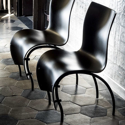 Moderner Stuhl - 1 SKIN - MOROSO - für den Innenraum / Sperrholz / Gestell aus pulverbeschichtetem Stahl