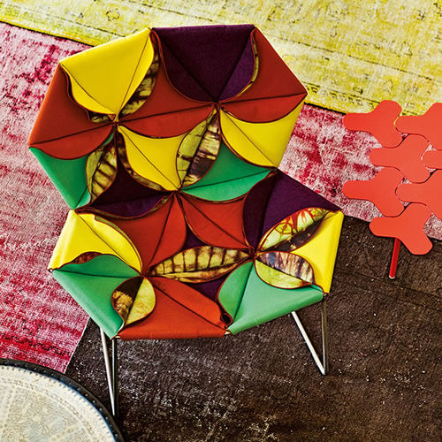 Kaminsessel / originelles Design - ANTIBODI - MOROSO - Stoff / Leder / Edelstahl