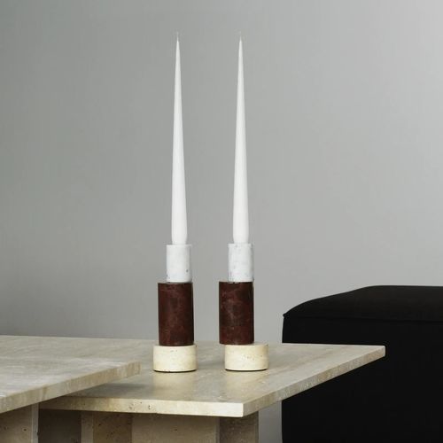 Marmor-Kerzenhalter - BLOX - Normann Copenhagen - Travertin / Edelstahl / nicht angegeben
