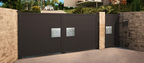 Einflügeliges Tor - NIGHT & DAY® - Horizal - Aluminium / Lamellen / motorisiert