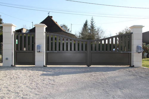 Einflügeliges Tor - CONTEMPORAIN : FANUA - Horizal - Aluminium / Stab / motorisiert