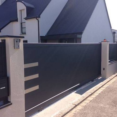 Einflügeliges Tor - DÉCORS : SENSO - Horizal - Schiebe / Aluminium / Edelstahl