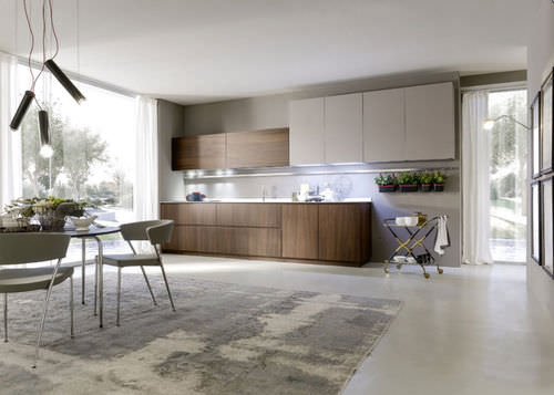 Moderne Küche - MATERIKA - Pedini - Holzfurnier / ohne Griff