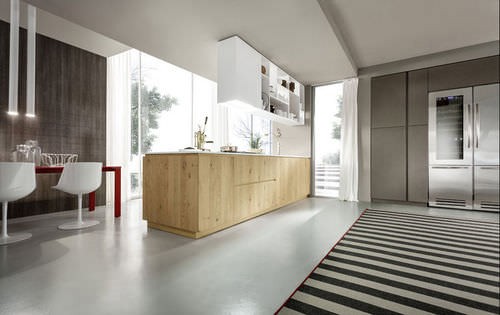 Moderne Küche - MATERIKA - Pedini - Massivholz / Holz / ohne Griff