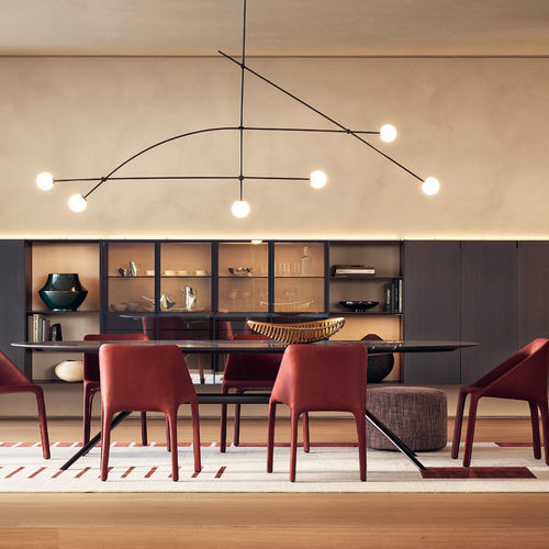 Moderner Tisch - MONDRIAN - Poliform - Holz / Glas / Marmor
