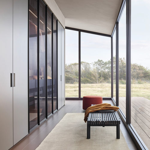 Moderne Bank - Poliform - Leder / Holzfurnier / Massivholz