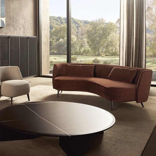 Modernes Sofa - SUNDAY  - Poliform - Stoff / Leder / mit abnehmbarem Kissen