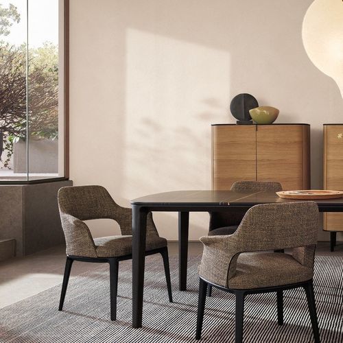 Moderner Tisch - HENRY - Poliform - Holz / Glas / Marmor