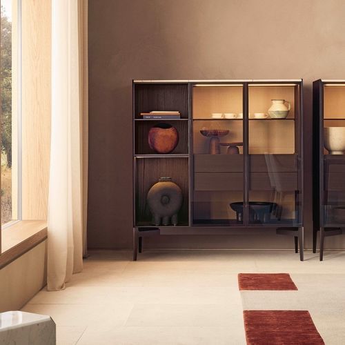 Hohes Sideboard - CODE - Poliform - modern / lackiertes Holz / Holzfurnier