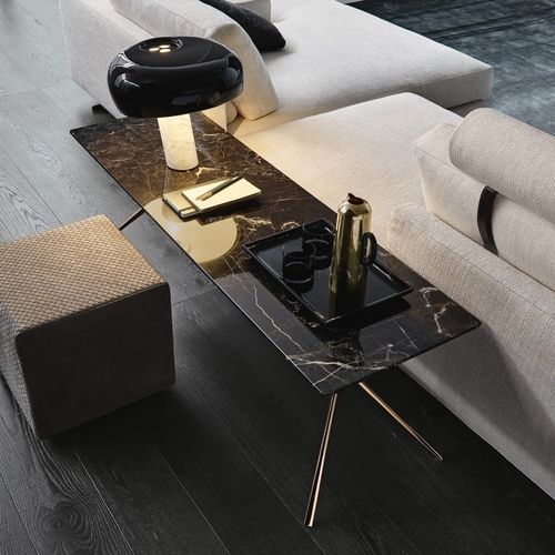 Moderner Konsolentisch - MONDRIAN - Poliform - Holz / Marmor / Gestell aus Metall