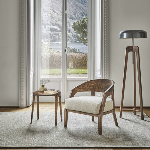 Moderner Sessel - Alba - Porada - Stoff / Leder / Nussbaum