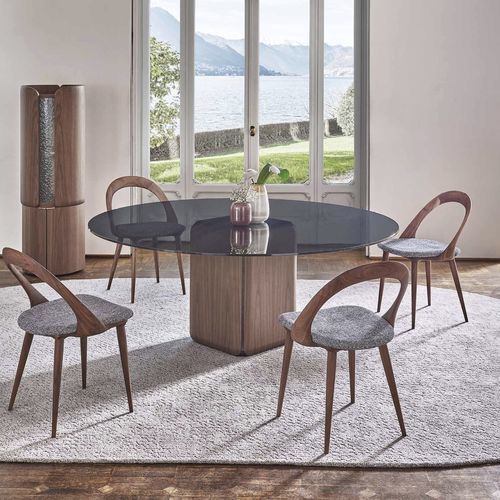 Moderner Esstisch - BAY - Porada - Holz / Glas / Marmor