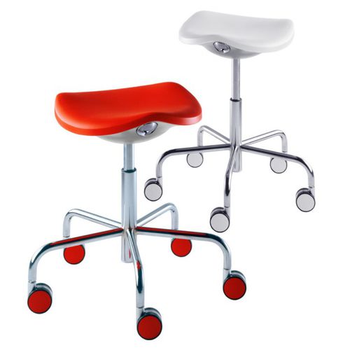 Moderner Hocker - WELCOME - REXITE - Technopolymer / Gestell aus verchromtem Stahl / mit Rollen