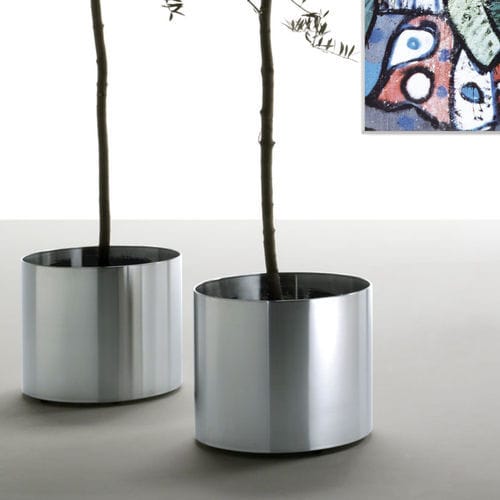 Pflanzkübel / gebürsteter Edelstahl - NOX FLORA - REXITE - rund / modern / für öffentliche Bereiche