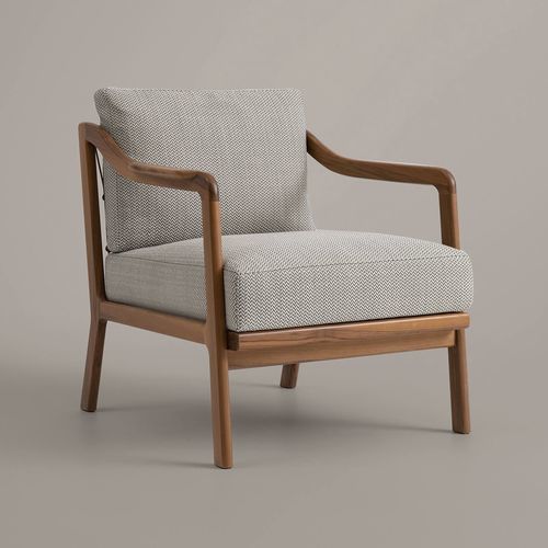 Moderner Sessel - HOLLY - Rivolta - Leder / Stoff / Nussbaum