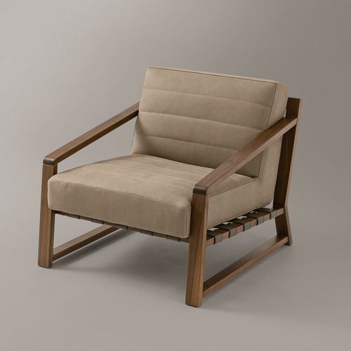 Moderner Sessel - MIAMI - Rivolta - Leder / Stoff / Nussbaum