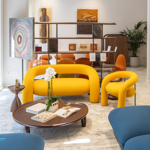 Modernes Sofa - TUBE - Rossi di Albizzate - Stoff / Leder / weiß