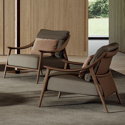 Sessel / skandinavisches Design - Corso - Rossi di Albizzate - Stoff / Holz / mit abnehmbarem Kissen