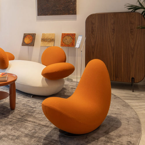 Kaminsessel / organisches Design - DONDOLO DIN DON - Rossi di Albizzate - Stoff / Stahl / orange