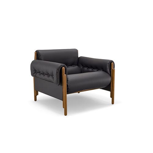 Moderner Sessel - Sporting - Rossi di Albizzate - Leder / Holz / schwarz