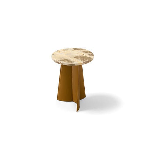 Moderner Beistelltisch - Wigwam - Rossi di Albizzate - Marmor / Gestell aus Holz / kreisförmig