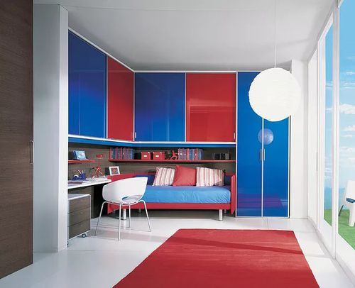 Gelbes Kinderzimmer - BRIDGE - Sangiorgio Mobili - orange / rot / blau