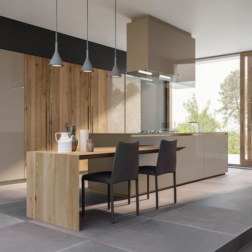 Moderne Küche - SISTEMA MEDITERRANEUM - SCIC - Holz / Glas / Stein