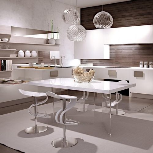 Moderner Esstisch - SOLOBIANCO - SCIC - Polymer / Gestell aus Glas / rechteckig