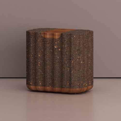 Moderner Hocker - BOLOTA SCALLOP  - Skram Furniture - Ahornholz / Kork / Afrormosia
