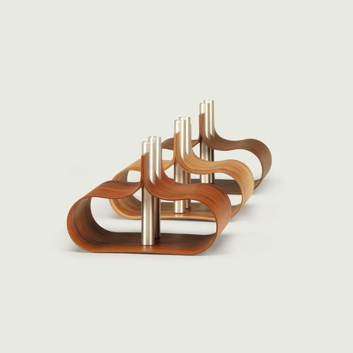 Vase / originelles Design - VIDALIA - Skram Furniture - Holzfurnier / Aluminium