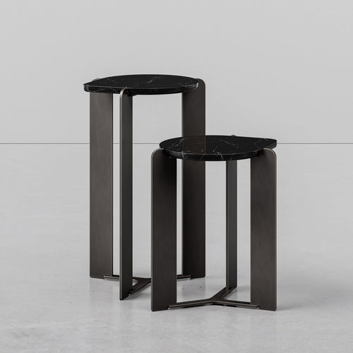 Moderner Beistelltisch - D04 - Skram Furniture - Marmor / Gestell aus Metall / rund