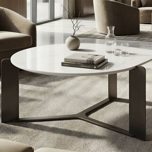 Moderner Couchtisch - DROP - Skram Furniture - Holz / Gestell aus Metall / elliptisch