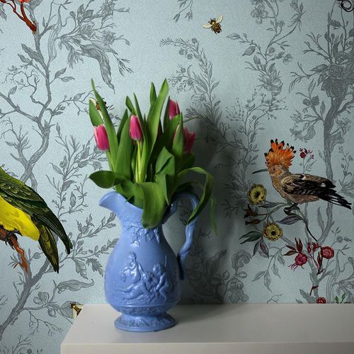 Moderne Tapete - BIRDS 'N' BEES  - Timorous Beasties - Tiermuster / weiß / grau