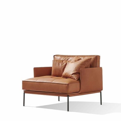 Minimalistischer Sessel - Fame  - Wittmann - Stoff / Leder / mit Fußstütze