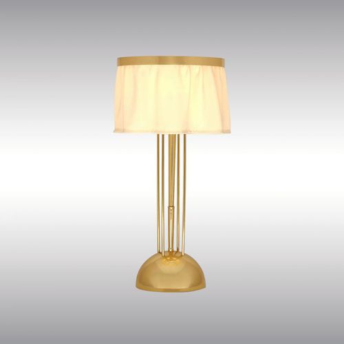 Tischlampe - WITTGENSTEIN 20311 - Woka Lamps Vienna - Seide / Nickel / Messing