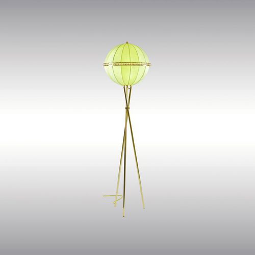 Stehleuchte - QUOLUNA 9749 - Woka Lamps Vienna - Messing / Stoff / klassisch