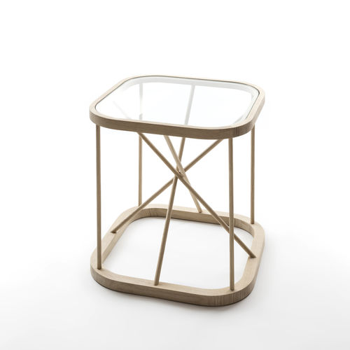 Moderner Nachttisch - TWIGGY - Woodnotes - Glas / Eiche / quadratisch