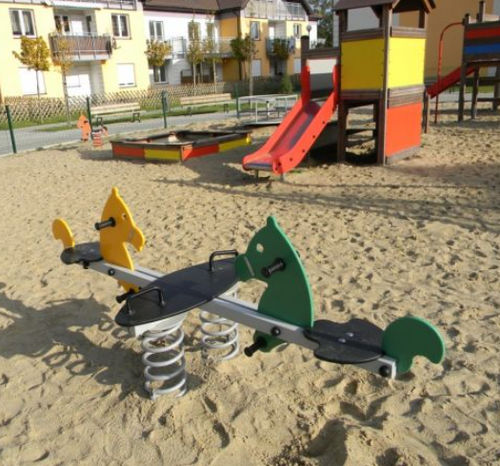 Doppel-Pony-Federwippe - 11260  - Lars Laj - pulverbeschichteter Stahl / HDPE / Zweisitzer