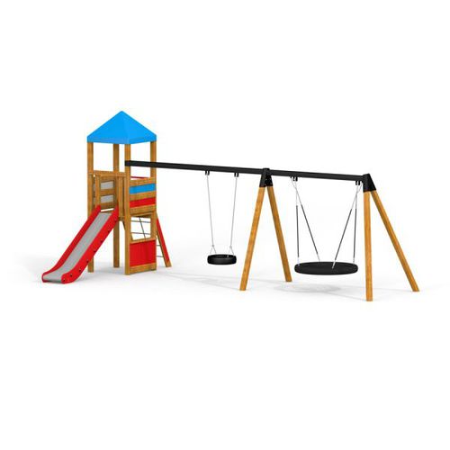 Spielhaus mit Rutschbahn - 10174-120  - Lars Laj - für Spielplätze / HDPE / bodenstehend