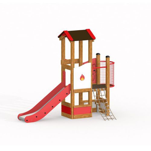 Feuerwehr-Spielhaus - 10870  - Lars Laj - für Spielplätze / mit Rutschbahn