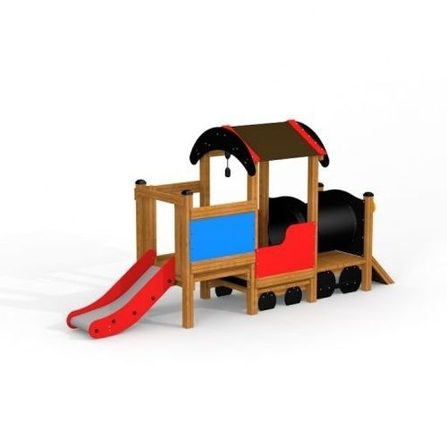 Gerade Rutsche - LOCOMOTIVE WITH TRAIN  - Lars Laj - für Spielplätze / Edelstahl / Holz
