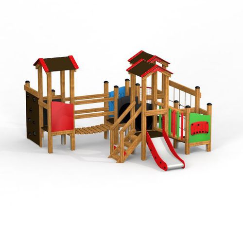 Holz-Spielplatzgerät - ALPHA  - Lars Laj - Edelstahl / Polypropylen / HDPE