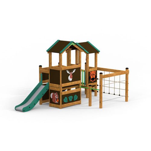 Polypropylen-Spielplatzgerät - FOREST HOUSE  - Lars Laj - HDPE / pulverbeschichteter Stahl / Sperrholz