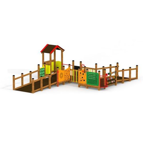 Spielplatzgerät / pulverbeschichteter Stahl - DELTA    - Lars Laj - Holz / HDPE / modular