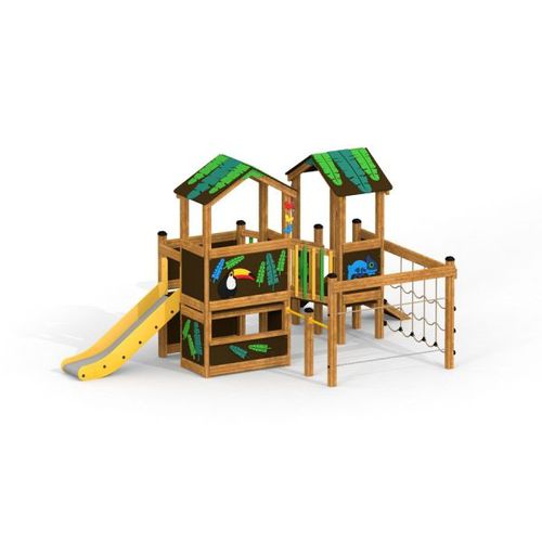 Holz-Spielplatzgerät - JUNGLE HOUSE    - Lars Laj - Edelstahl / Polypropylen / HDPE